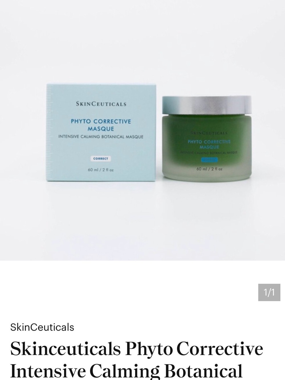 Genuine SkinCeuticals Phyto Corrective Masque — Green Jar with Silver Lid